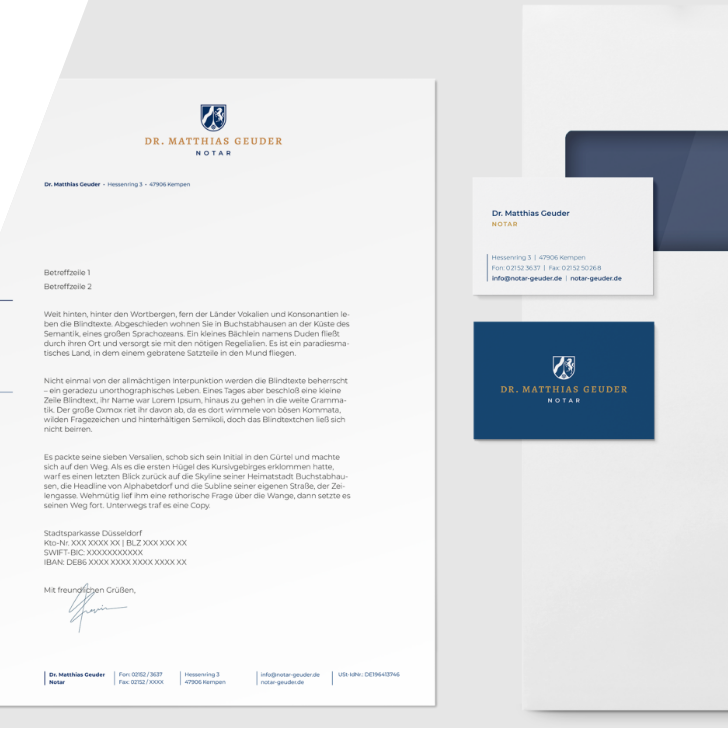 Geschäftsausstattung für den Notar Dr. Geuder aus Kempen